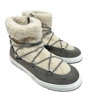 Blondo Boots Size‎ 9.5 Waterproof Gray Cream Suede Shearling Upper Lace Up